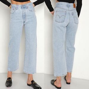 Levi's Light Wash Ribcage Straight Ankle Jeans Button Fly Sz 28 Ojai Shore